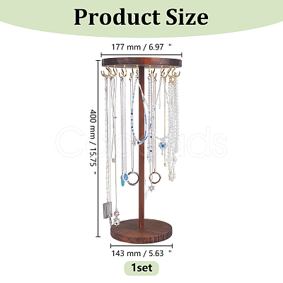 Wood Hanging Necklace Organizer Display Stands NDIS-WH0001-27G-1