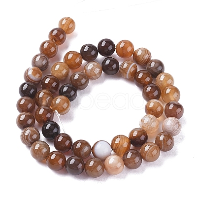 Natural Striped Agate/Banded Agate Beads Strands X-G-G582-6mm-55-1