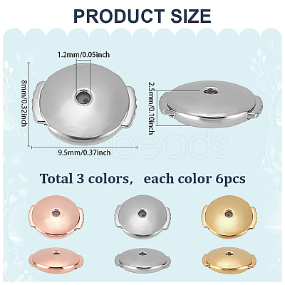 18pcs 3 Colors Brass Ear Nuts KK-PH0011-68-1