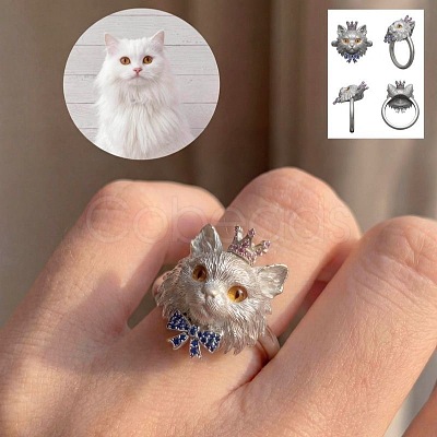 Alloy Rhinestone Cuff Open Rings WG3624E-01-1