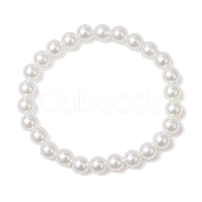 2Pcs ABS Plastic Imitation Pearl Beaded Stretch Bracelets BJEW-JB11909-1