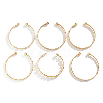 6Pcs 6 Styles Iron Cuff Bangles for Women WG7A492-01-1