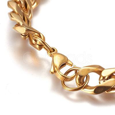 304 Stainless Steel Cuban Link Chain Bracelets BJEW-L661-02G-1