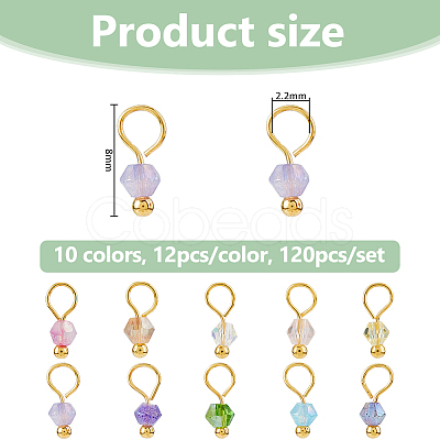 120Pcs 10 Colors Faceted Glass Charms PALLOY-FH00134-1