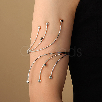Round Beaded Alloy Upper Arm Open Cuff Bangles WG9CF3D-08-1