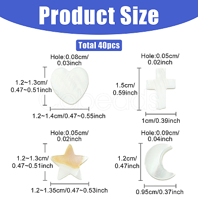 40Pcs 4 Styles Natural Freshwater Shell Beads Sets BSHE-YW0001-25-1