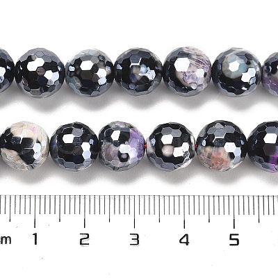 Electroplated Natural Fire Crackle Agate Round Beads Strands G-G0006-A02-09-1