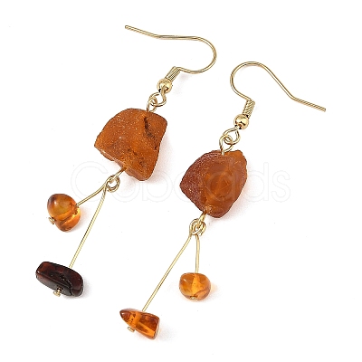 Natural Amber Nuggets Dangle Earrings EJEW-JE07523-1