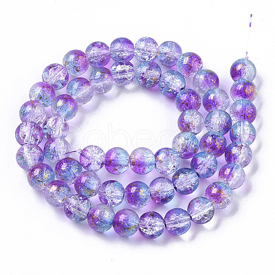 Transparent Spray Painted Crackle Glass Bead Strands X-GLAA-N035-03C-A03-1