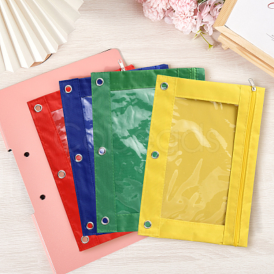 4Pcs 4 Colors Oxford Cloth with Alloy Pen Cases for 3-Ring Binder AJEW-CP0008-01-1