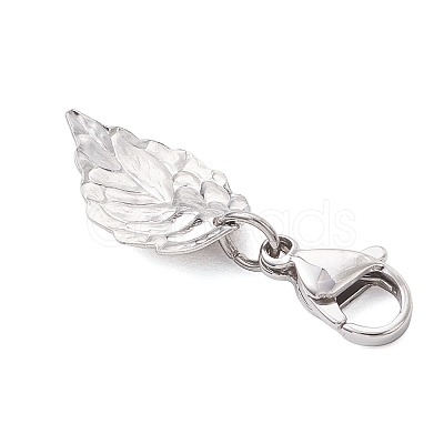 Leaf 304 Stainless Steel & Natural Tourmaline Pendant Decorations HJEW-JM03906-01-1