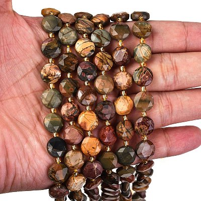 Natural Picasso Jasper/Polychrome Jasper Beads Strands G-C116-A118-01-1