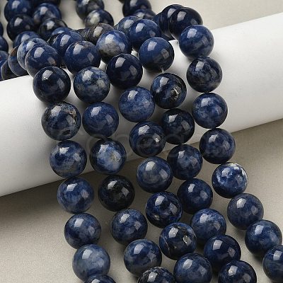 Round Natural Sodalite Beads Strands G-F222-39-14mm-1