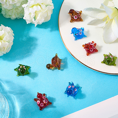 8Pcs 4 Colors Handmade Lampwork Beads LAMP-PA0001-08-1