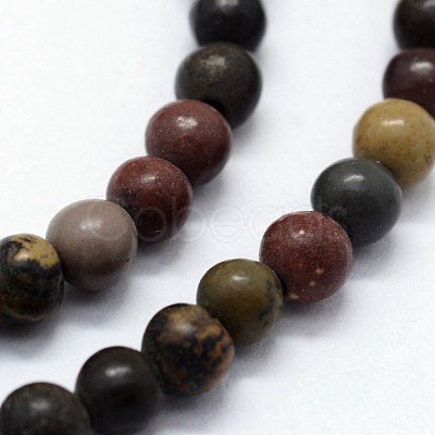 Natural Dendritic Jasper Beads Strands G-I199-20-4mm-1