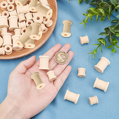 48Pcs 3 Style Schima Wood Sewing Embroidery Thread Spool ODIS-PH0001-41-1