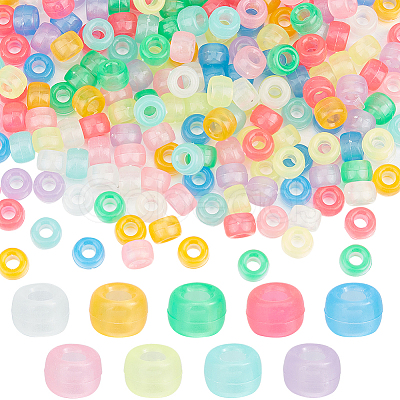 540Pcs 9 Colors Transparent & Luminous Plastic Beads KY-SC0001-85-1