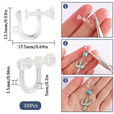 30Pcs Resin Clip-on Earring Findings FIND-SC0008-79-1