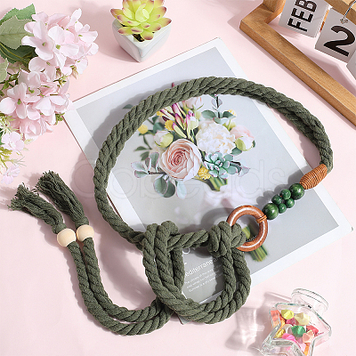 2Pcs Handmade Weaving Cotton Tie Knot Waist Chain Belts for Women Ladies Dress AJEW-CP0010-57-1