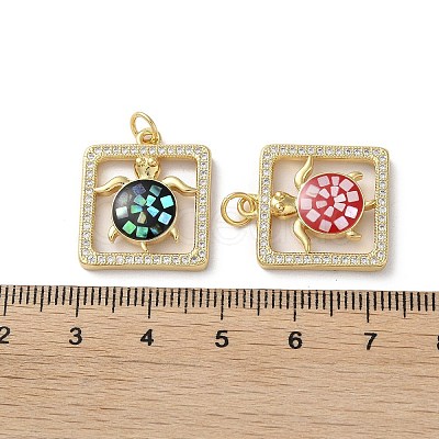 Brass Micro Pave Clear Cubic Zirconia Pendants KK-C045-19G-1