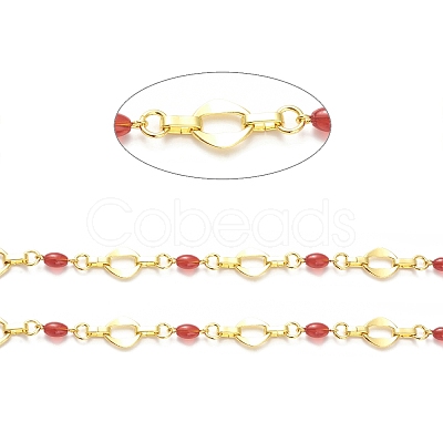 Rack Plating Brass Rhombus & Ring & Oval Link Chains CHC-F016-10G-1