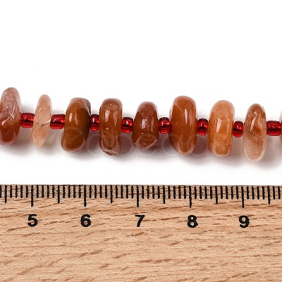 Natural Red Rabbit Fur Rutilated Quartz Beads Strands G-L649-C06-01-1
