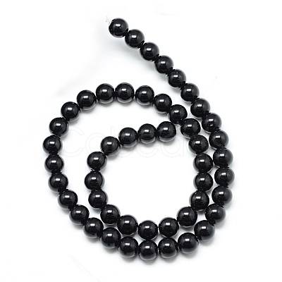 Synthetic Black Stone Bead Strands G-R345-8mm-35-1-1