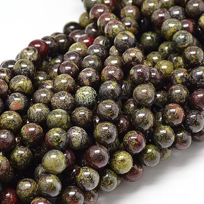 Natural Bloodstone Round Beads Strands X-G-P075-04-8mm-1