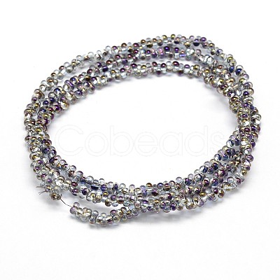 Half Rainbow Plated Bone Glass Bead Strands EGLA-E029-HR01-1