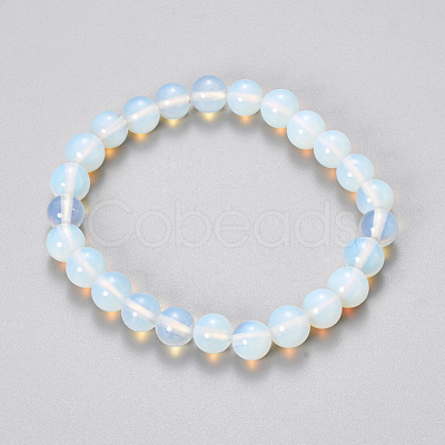 Synthetic Opalite Beaded Stretch Bracelets BJEW-Q692-47-10mm-1