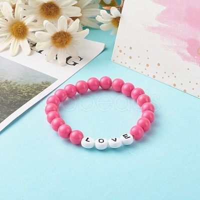 Opaque Acrylic Beads Stretch Bracelet for Kid BJEW-JB06587-1