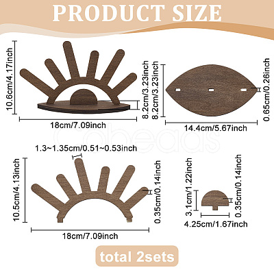 2Pcs Sun Rise Shaped Wooden Ring Display Stands RDIS-FG0001-27-1