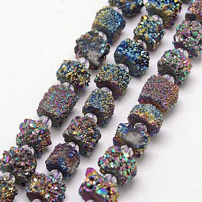 Electroplate Natural Druzy Crystal Bead Strands G-F304-03S-C-1