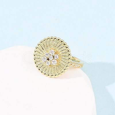 Adjustable Brass Micro Pave Cubic Zirconia Cuff Rings for Women RJEW-B139-07G-01-1