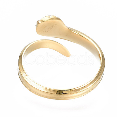 304 Stainless Steel Snake Wrap Open Cuff Ring for Women RJEW-T023-78G-1