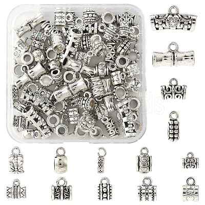 75Pcs 15 Styles Tibetan Style Alloy Tube Bails FIND-FS0004-50-1