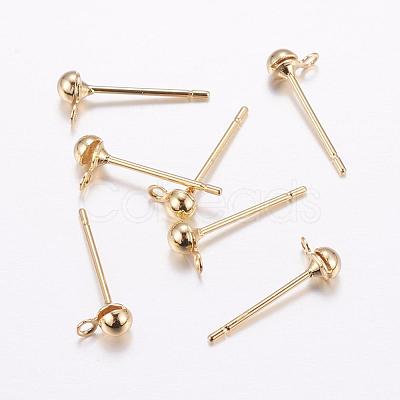 Brass Stud Earring Findings KK-F714-05G-1