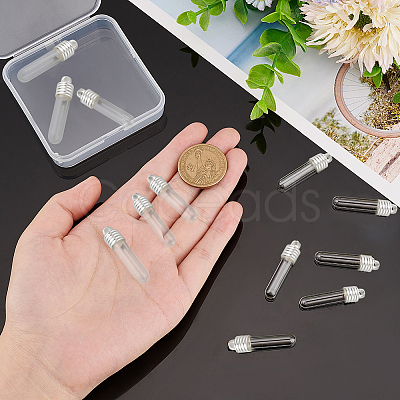 12Pcs 2 Style Clear Glass Tube Wish Bottle Pendants FIND-PH0017-07-1