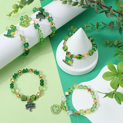 Saint Patrick's Day Theme DIY Glass Beads Bracelets Making Kits DIY-SC0028-72-1