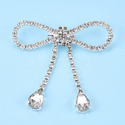 Crystal Rhinestone Bowknot Lapel Pin JEWB-T002-01S-1