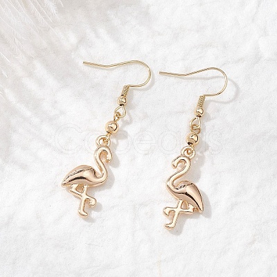 Crane Alloy Dangle Earrings EJEW-JE06699-1