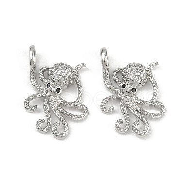 Brass Micro Pave Cubic Zirconia Pendants KK-C093-12P-1