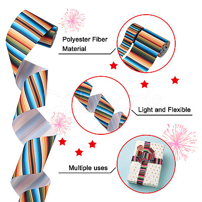 2 Rolls 2 Styles Stripe Pattern Printed Polyester Grosgrain Ribbon OCOR-TA0001-37C-1