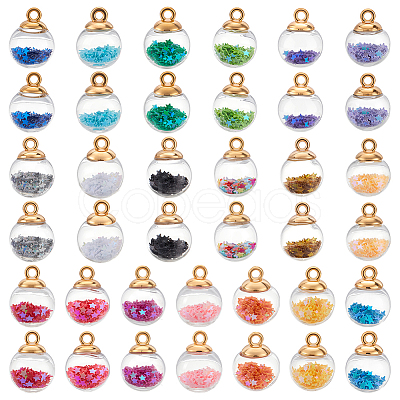 114Pcs 19 Colors Transparent Glass Pendants GLAA-ME0001-32-1