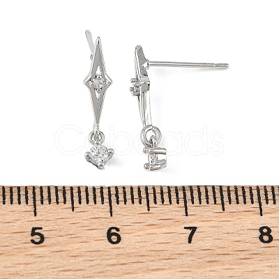 SHEGRACE Brass Micro Pave Cubic Zirconia Stud Dangle Earrings XGRQ4N650-723P-1
