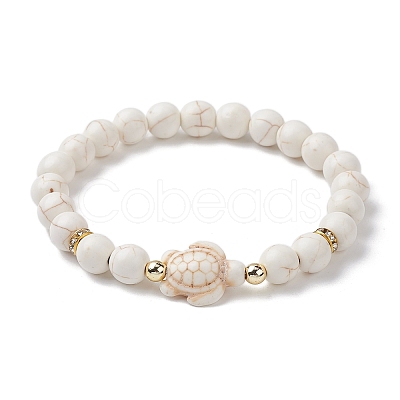 Tortoise Synthetic Turquoise Stretch Bracelets for Women BJEW-JB10106-05-1