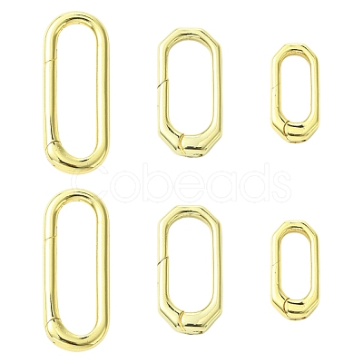 6Pcs 3 Styles Brass Spring Gate Rings KK-CJ0004-29-1