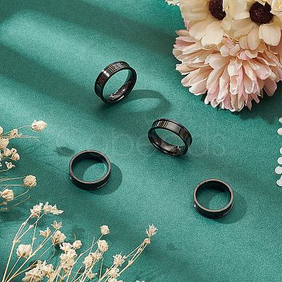 4Pcs 4 Styles Stainless Steel Grooved Finger Ring Settings STAS-LP0001-43EB-04-1