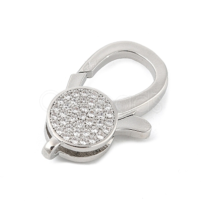 Brass Micro Pave Clear Cubic Zirconia Lobster Claw Clasps KK-P299-05P-1