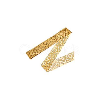 4M Iron on/Sew on Polyester Flower Lace Ribbon OCOR-WH0088-48B-1